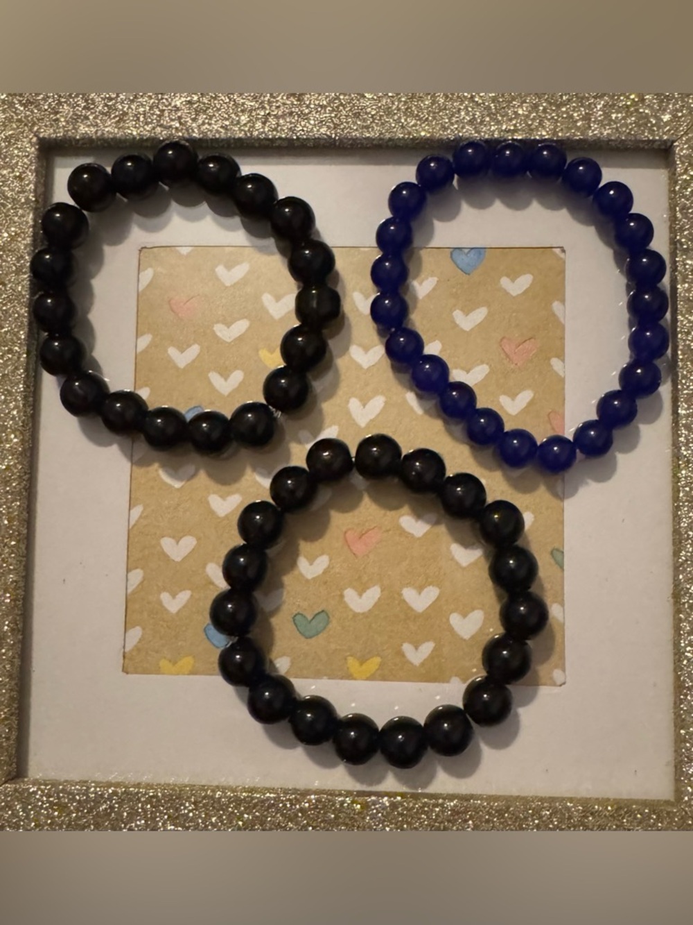 3 Beaded Stretch Bracelet Set Black